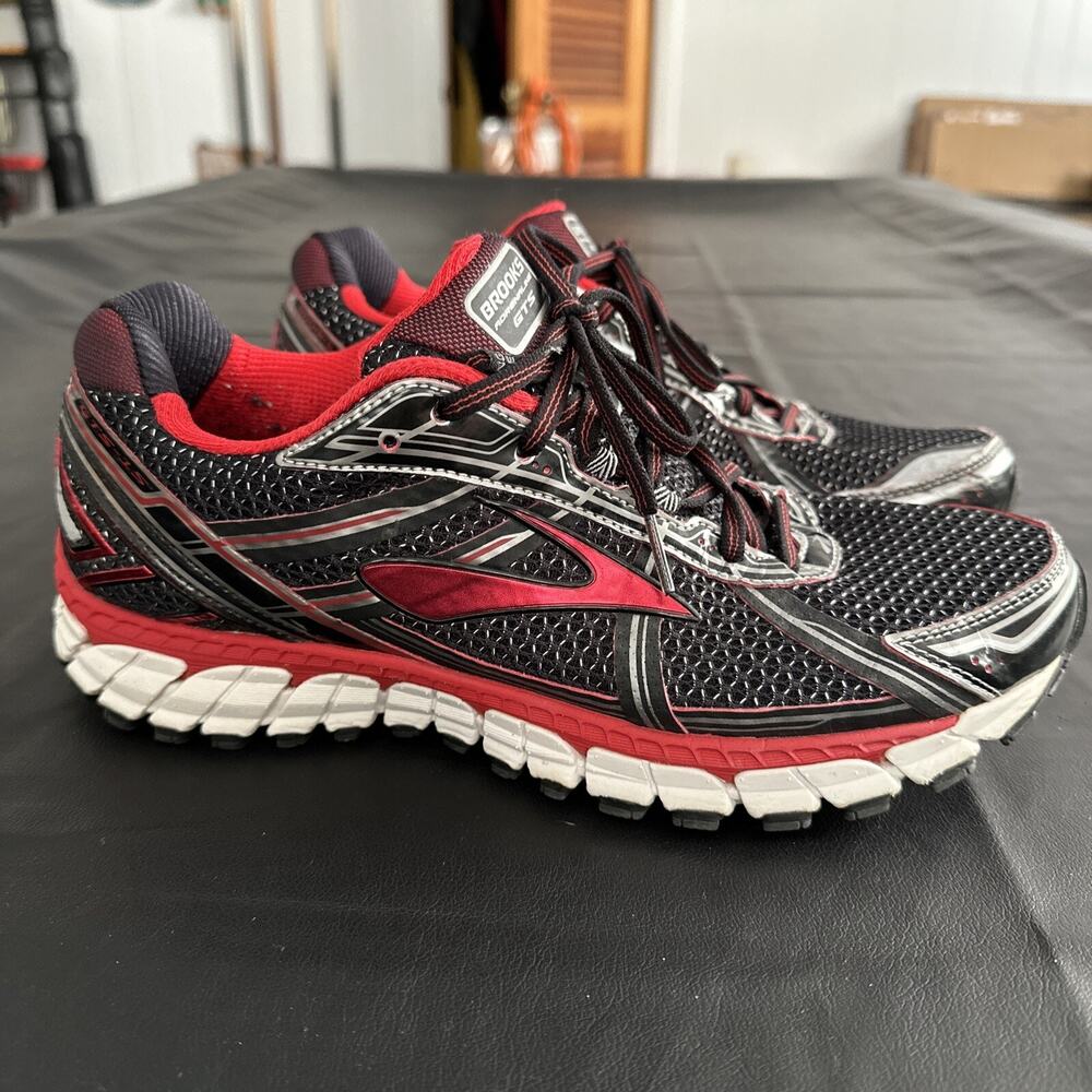 Brooks adrenaline GTS 1S Running Shoes Trainers Sz 10 D Red Black - 340 - Picture 2 of 13